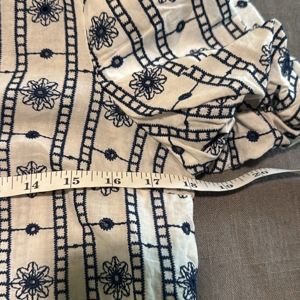 Zara Embroidered Top with Puff Sleeves
